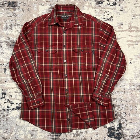 Woolrich Plaid Flannel Button Down Shirt Men's Size Large Red Green Outdoor - Picture 1 of 11